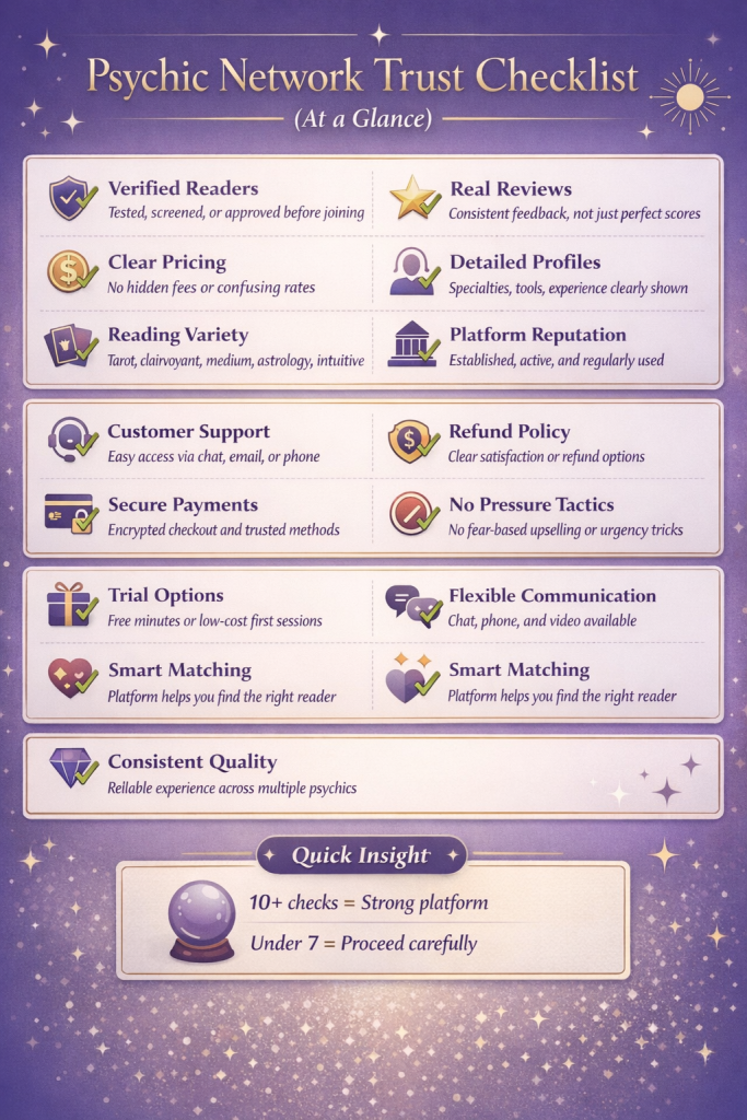 Psychic Network Trust Checklist