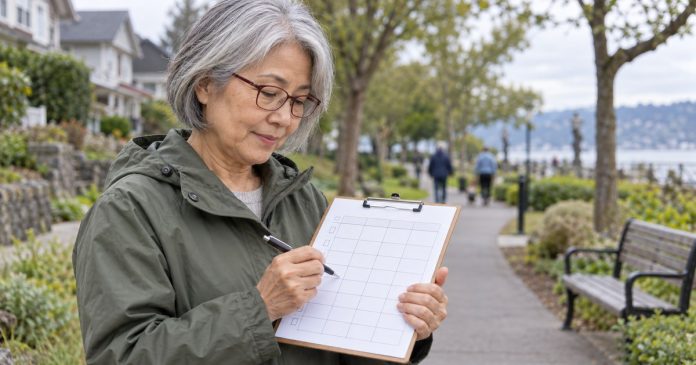 How to Improve Your Life With Small, Sustainable Changes Woman planning a neighborhood walking routine outdoors