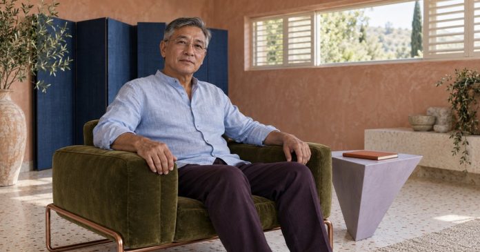 A mature man sitting thoughtfully in a quiet room.