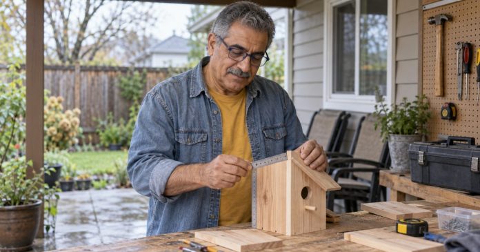 Feeling Stuck or Burned Out? How to Restart Mature man restarting a small woodworking project on a covered patio