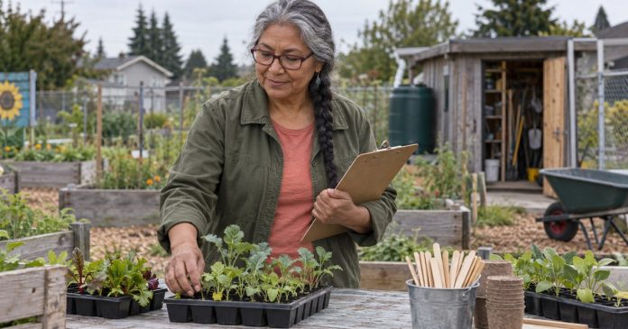 Risks Worth Taking Without Being Reckless Mature volunteer preparing seedlings at an outdoor community garden